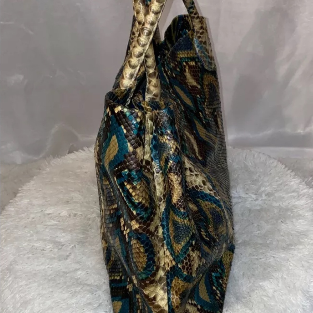 Snakeskin Python Print Leather Tote - Picture 11 of 13
